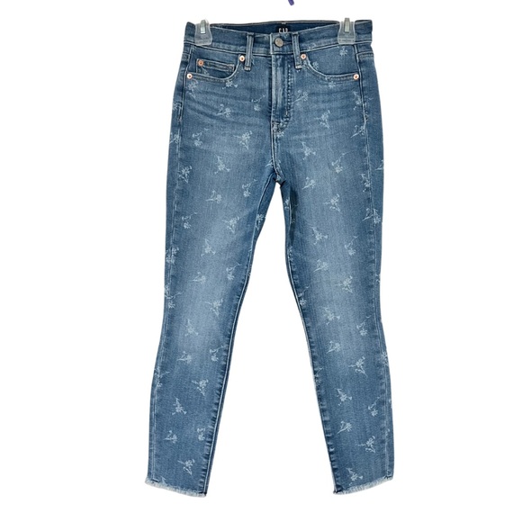 GAP Denim - Gap Skinny Jeans True Skinny Floral Print Stretch Denim Raw Hem